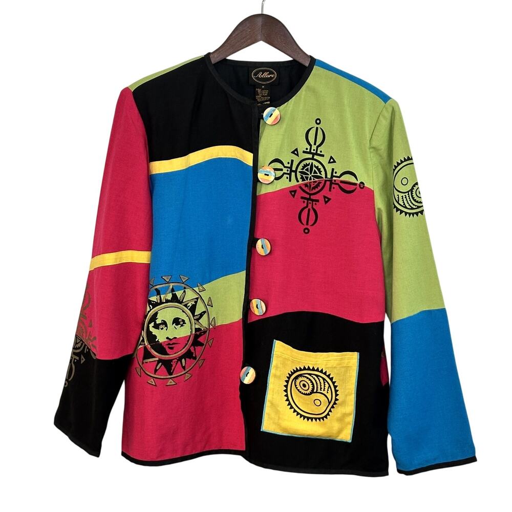 Vtg Allure Patchwork Celestial Sun Jacket Blazer … - image 1